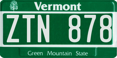 VT license plate ZTN878