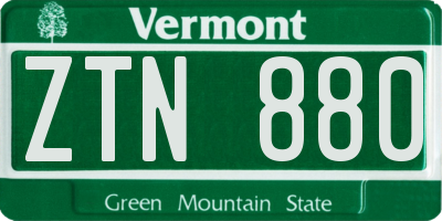 VT license plate ZTN880