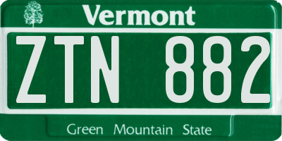 VT license plate ZTN882
