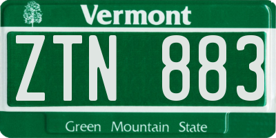 VT license plate ZTN883