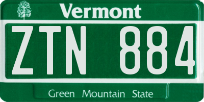 VT license plate ZTN884