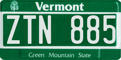VT license plate ZTN885