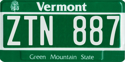 VT license plate ZTN887