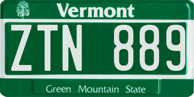 VT license plate ZTN889