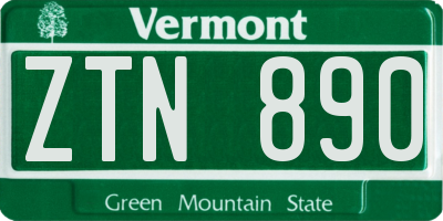 VT license plate ZTN890