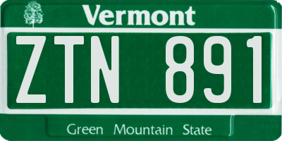 VT license plate ZTN891