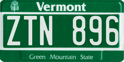 VT license plate ZTN896