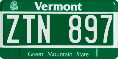 VT license plate ZTN897