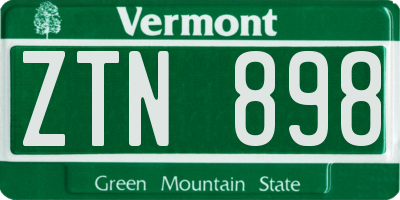 VT license plate ZTN898