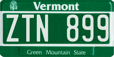 VT license plate ZTN899