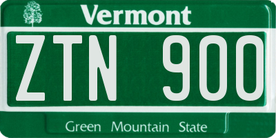 VT license plate ZTN900