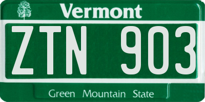 VT license plate ZTN903