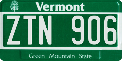 VT license plate ZTN906