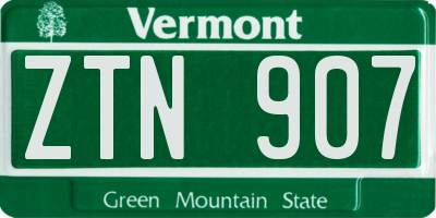 VT license plate ZTN907