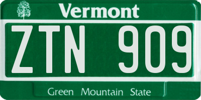 VT license plate ZTN909