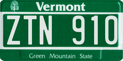 VT license plate ZTN910