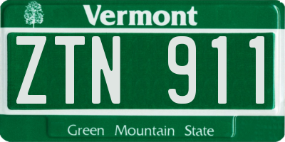 VT license plate ZTN911