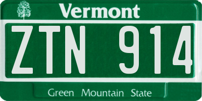 VT license plate ZTN914