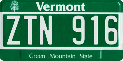 VT license plate ZTN916