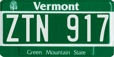 VT license plate ZTN917