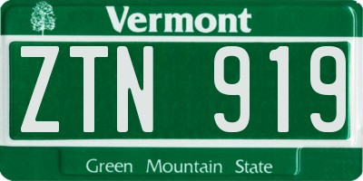 VT license plate ZTN919