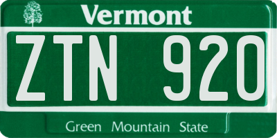 VT license plate ZTN920