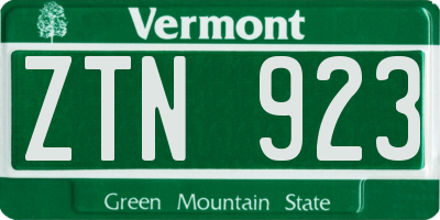 VT license plate ZTN923