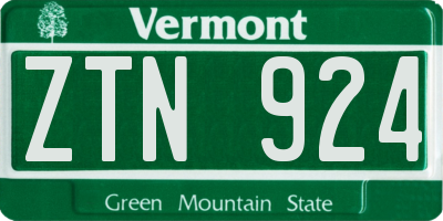VT license plate ZTN924