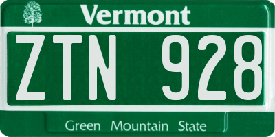 VT license plate ZTN928
