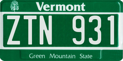 VT license plate ZTN931