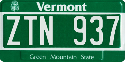 VT license plate ZTN937