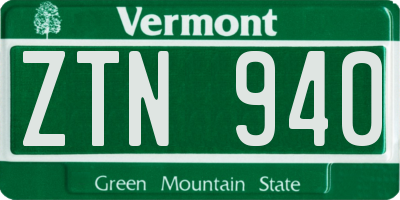 VT license plate ZTN940