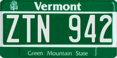 VT license plate ZTN942
