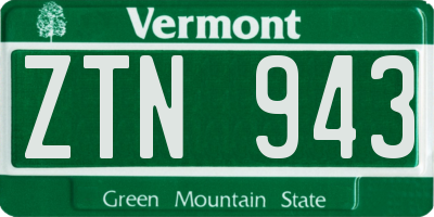 VT license plate ZTN943