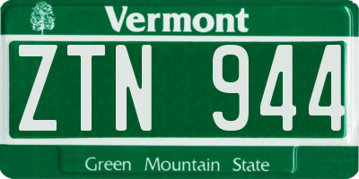 VT license plate ZTN944