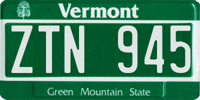 VT license plate ZTN945
