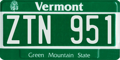 VT license plate ZTN951