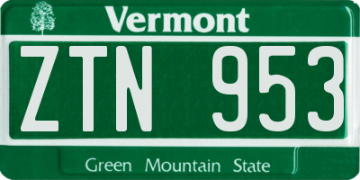 VT license plate ZTN953