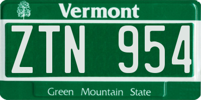 VT license plate ZTN954