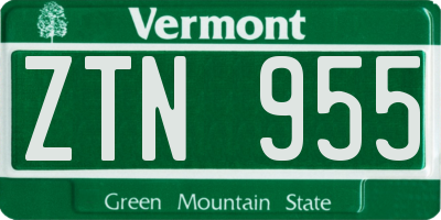 VT license plate ZTN955