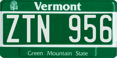 VT license plate ZTN956