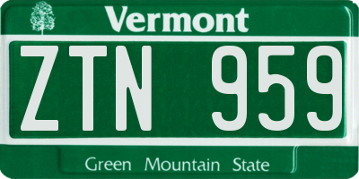 VT license plate ZTN959