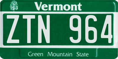 VT license plate ZTN964