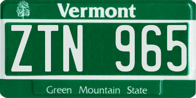 VT license plate ZTN965