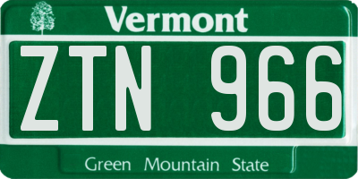 VT license plate ZTN966