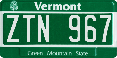 VT license plate ZTN967