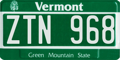 VT license plate ZTN968