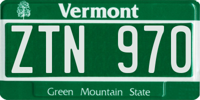 VT license plate ZTN970