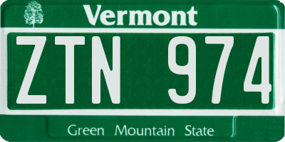 VT license plate ZTN974