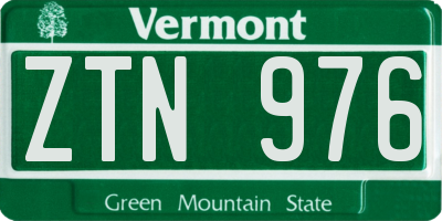 VT license plate ZTN976